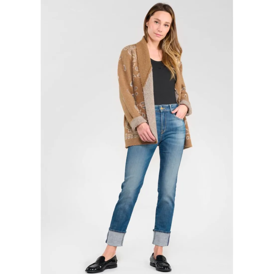 Jeans mom 400/17, 7/8ème bleu Bea en coton