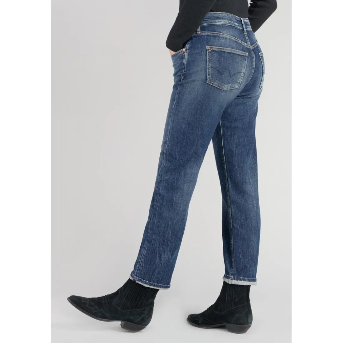 Jeans mom 400/17, 7/8ème bleu en coton Yael