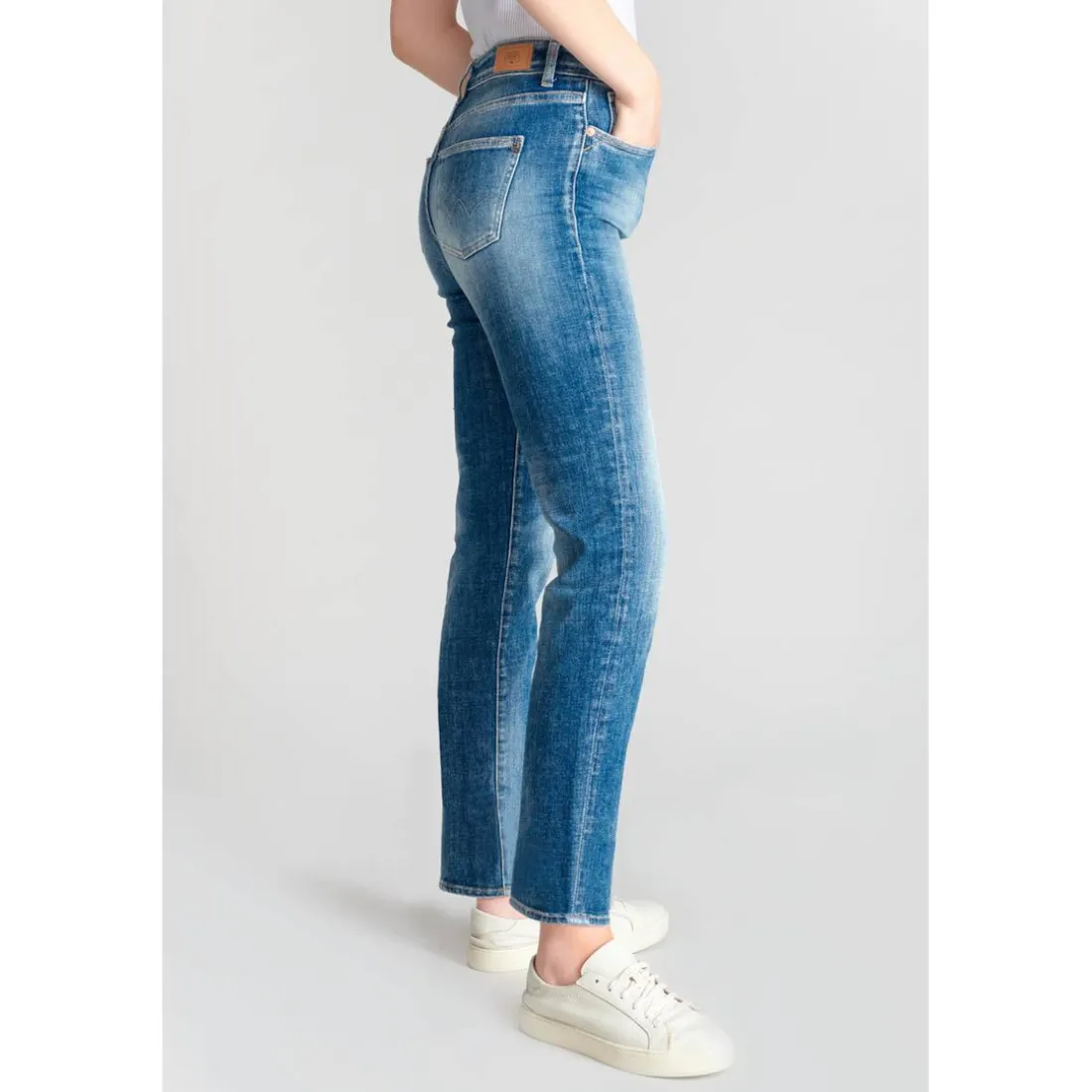 Jeans mom 400/17, 7/8ème bleu en coton Kaye