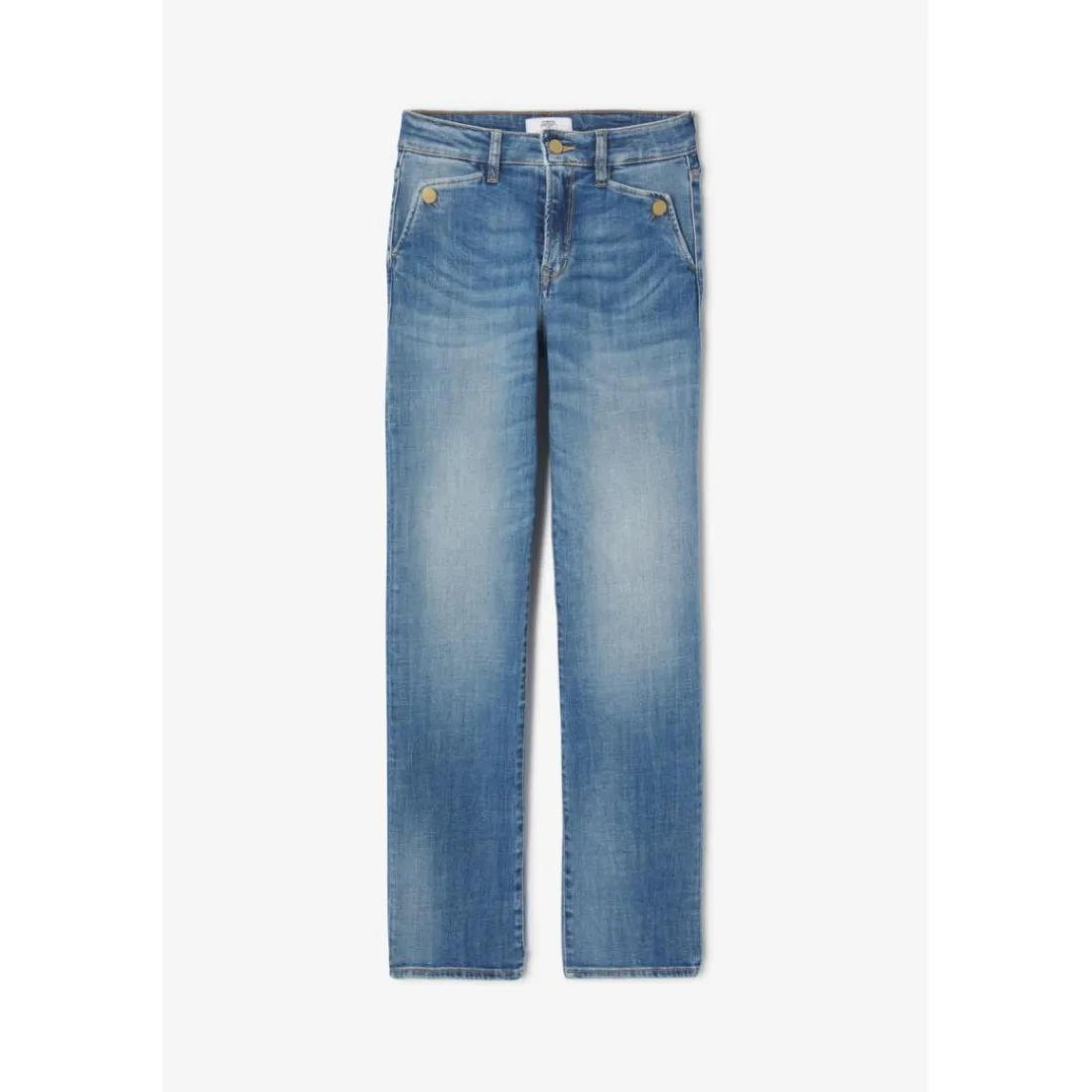 Jeans mom , 7/8ème bleu en coton Lola