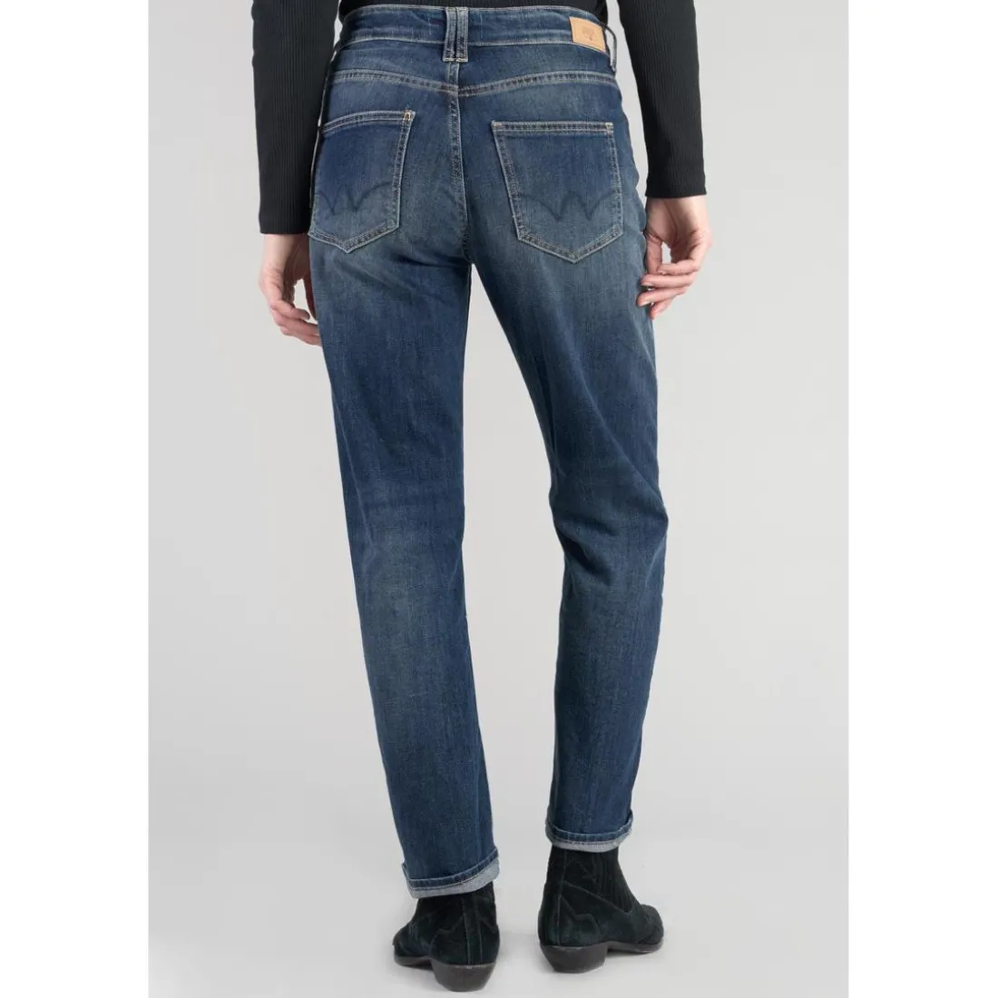 Jeans mom 400/18, 7/8ème bleu en coton Tess