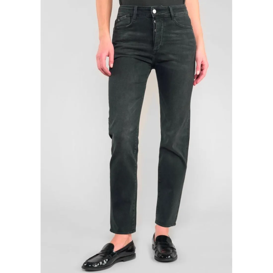 Jeans mom 400/17, 7/8ème noir Yael en coton
