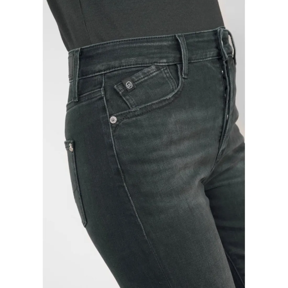 Jeans mom 400/17, 7/8ème noir Yael en coton