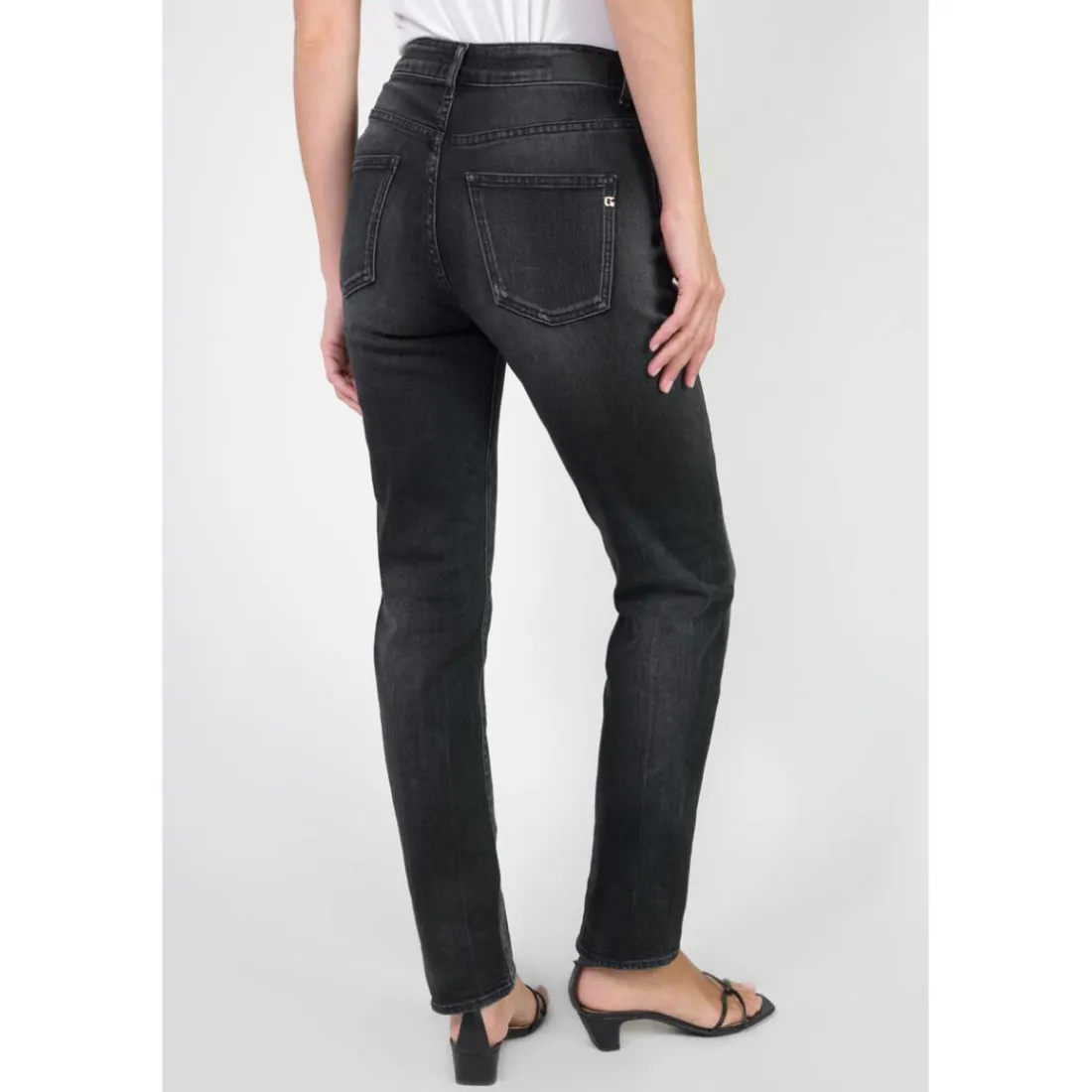 Jeans mom 400/17 mom taille haute 7/8ème, 7/8ème noir en cuir Ione