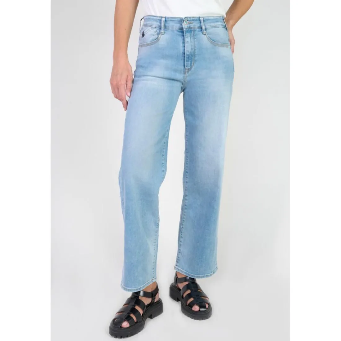 Jeans push-up regular, droit taille haute PULP, 7/8ème bleu Lana