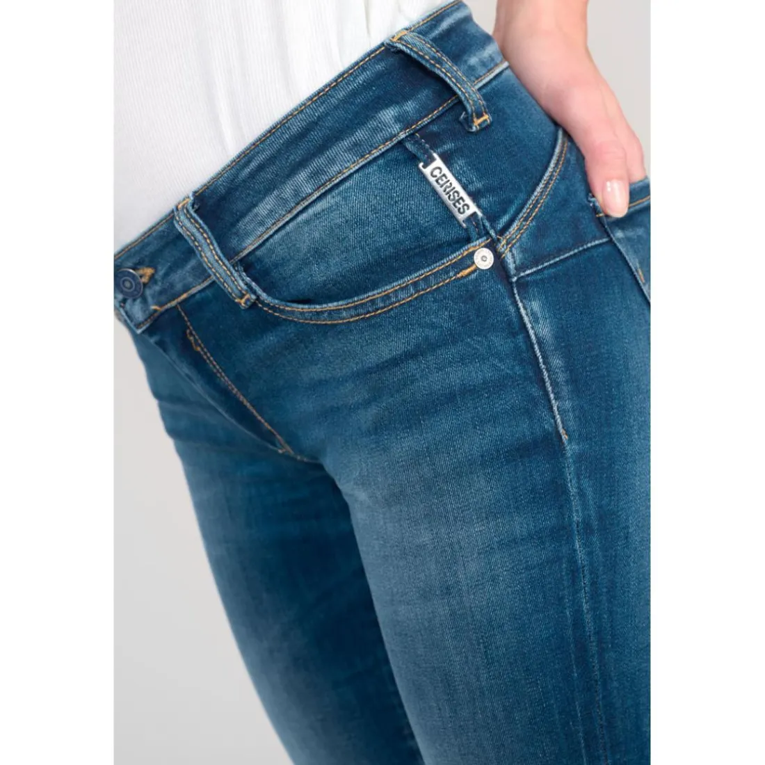 Jeans push-up regular, droit PULP, longueur 34 bleu Mila en coton