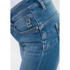 Jeans push-up regular, droit taille haute PULP, 7/8ème bleu en coton Gaia