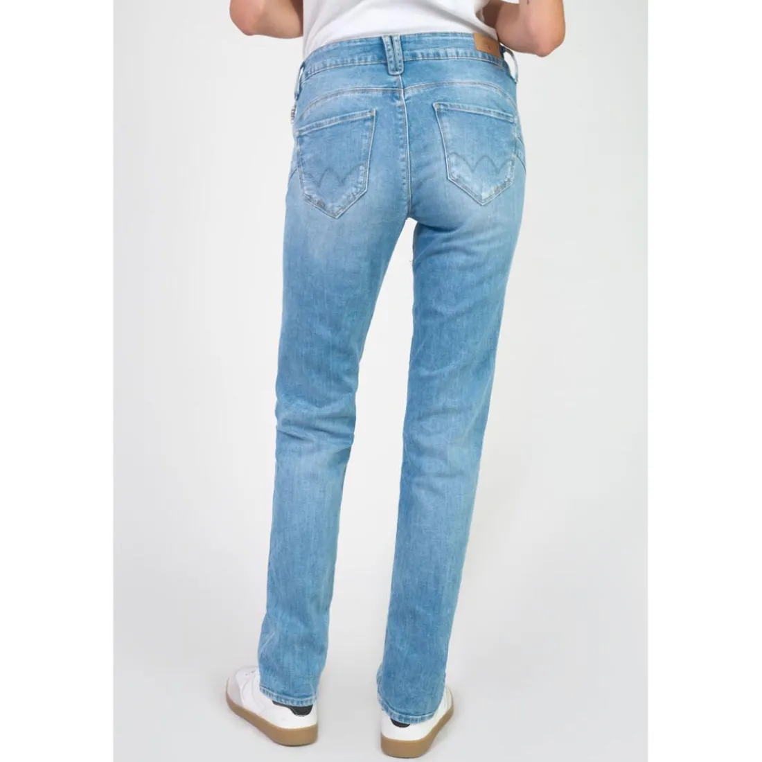 Jeans push-up regular, droit taille haute PULP, longueur 34 bleu en cuir Lise