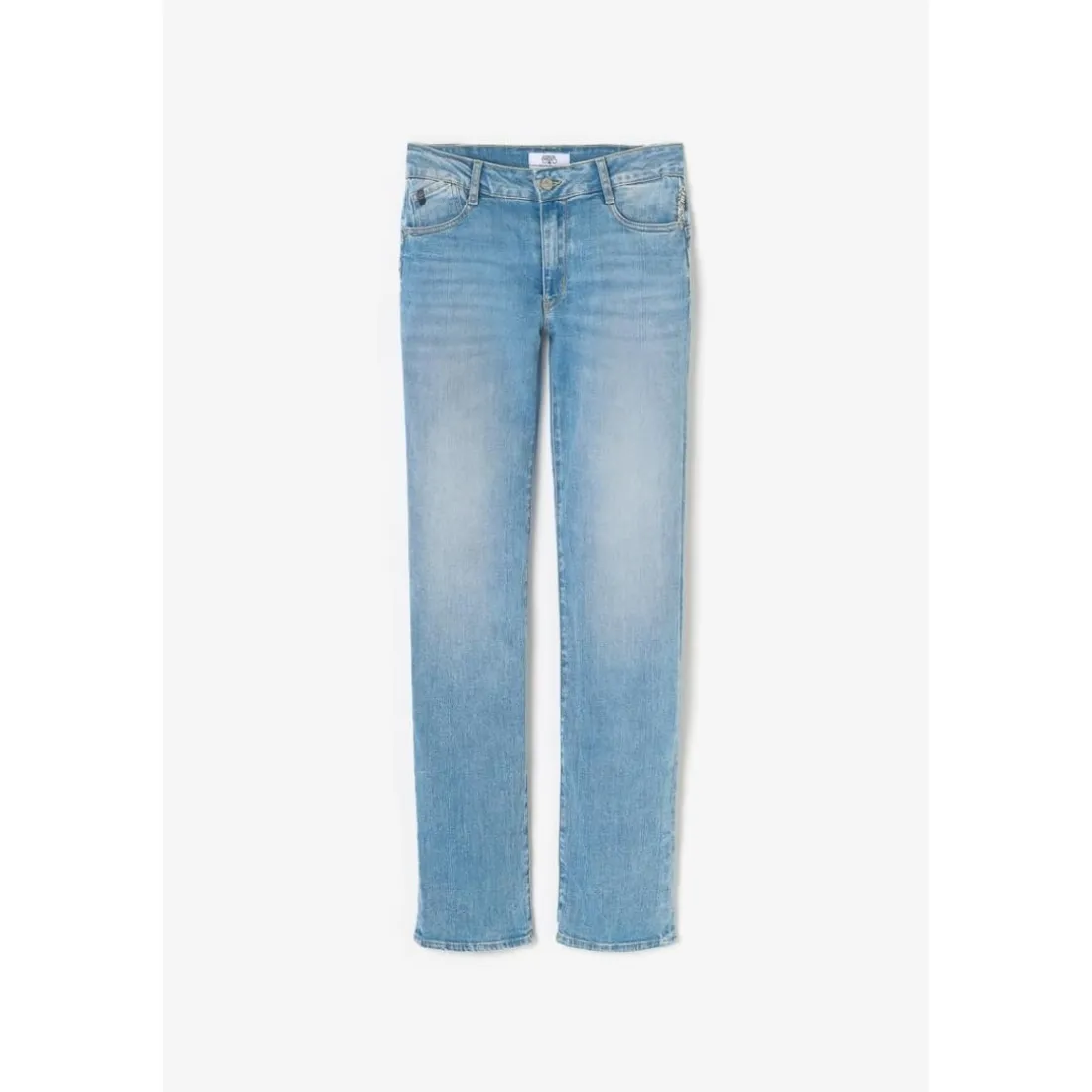 Jeans push-up regular, droit taille haute PULP, longueur 34 bleu en cuir Lise