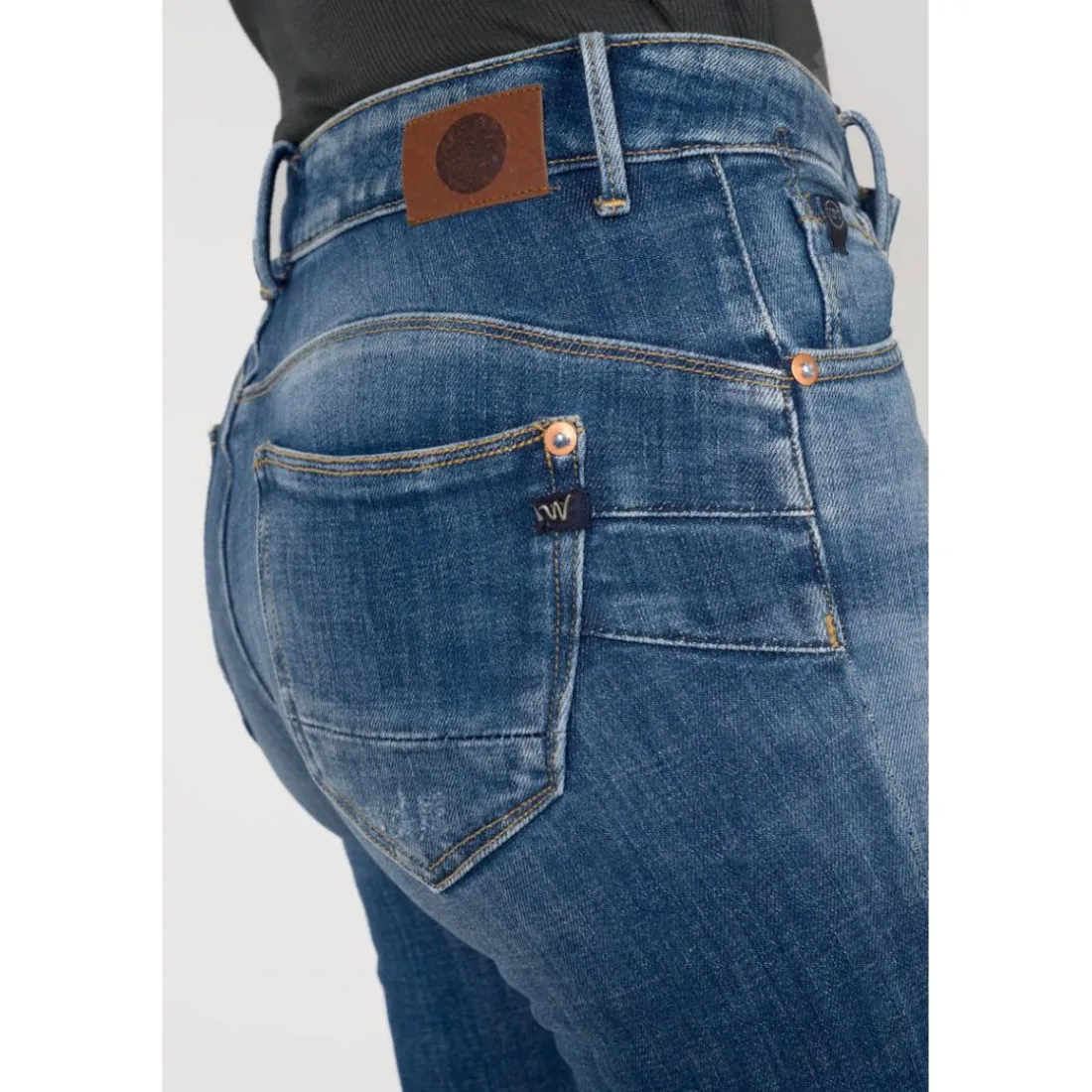 Jeans push-up regular, droit taille haute PULP, 7/8ème bleu Liz en coton