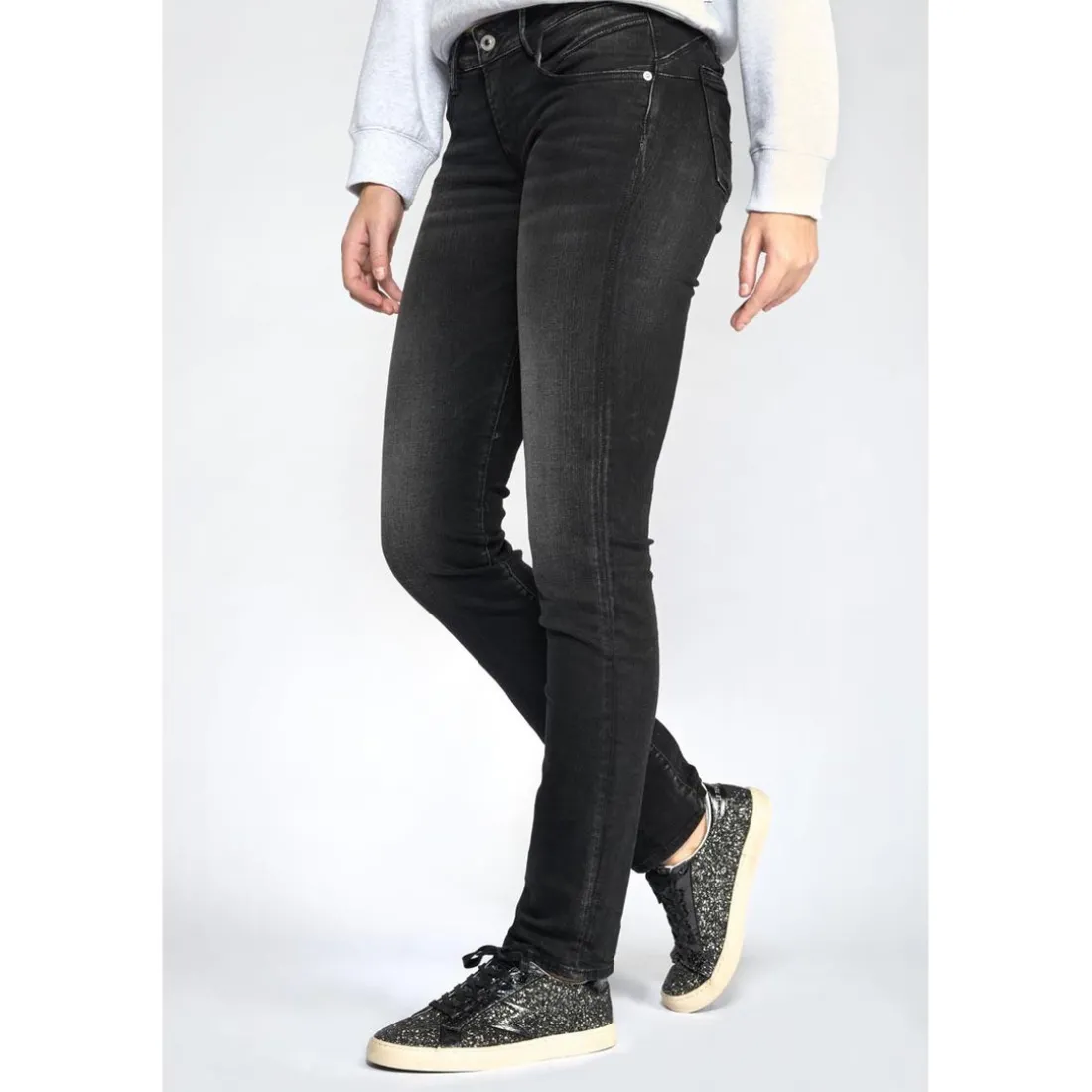 Jeans push-up regular, droit PULP, longueur 33 noir en coton
