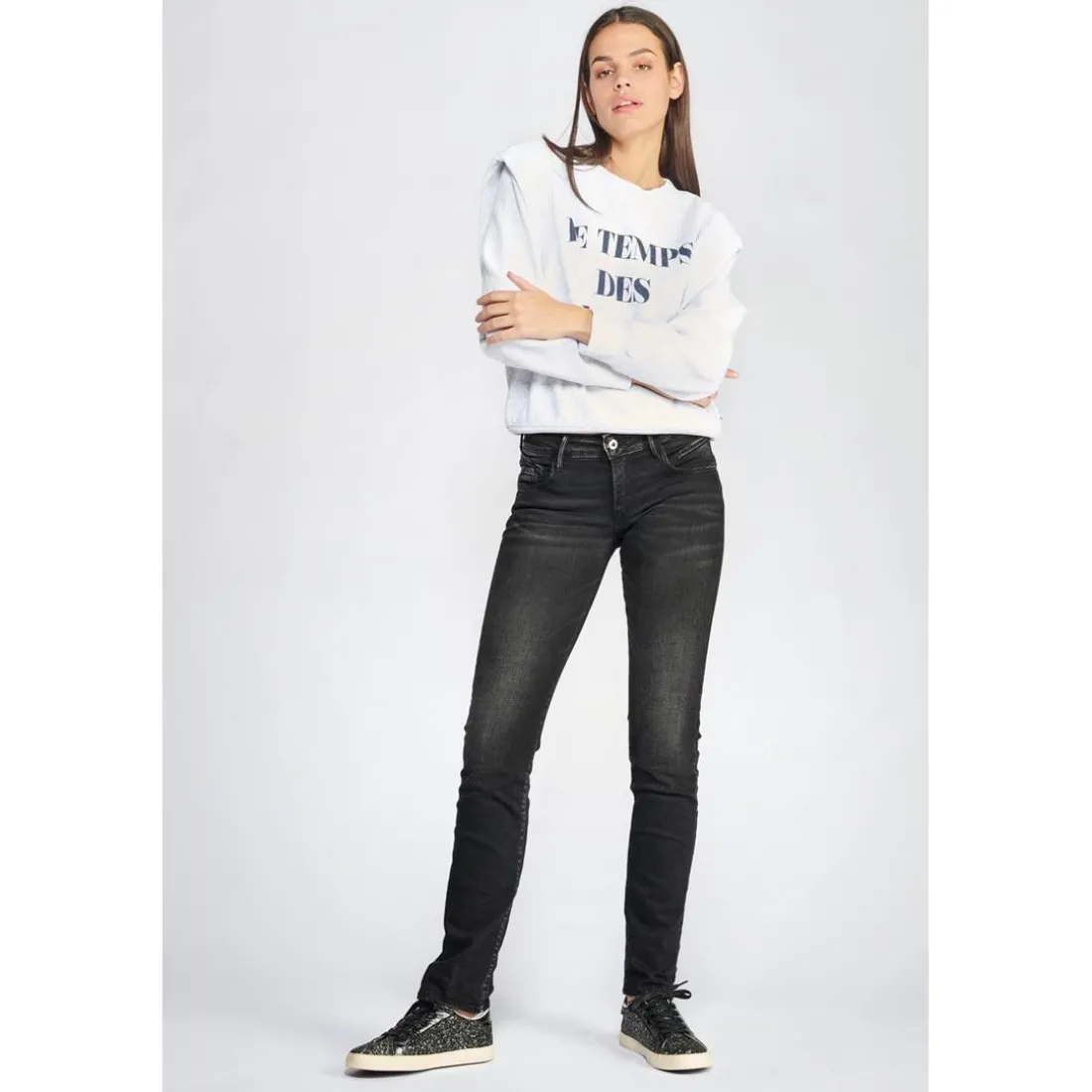 Jeans push-up regular, droit PULP, longueur 33 noir en coton