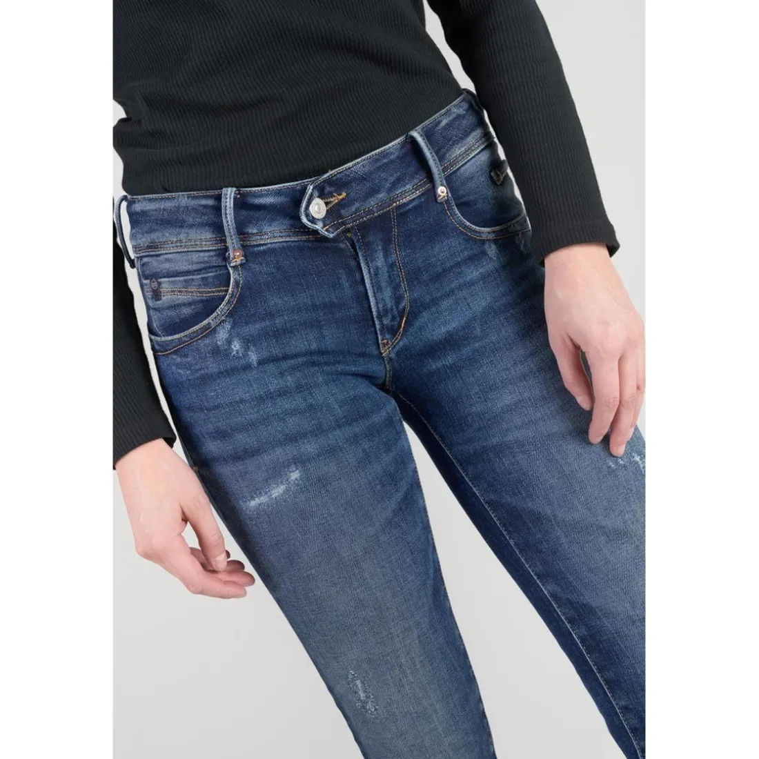 Jeans push-up regular, droit PULP, longueur 34 bleu en coton Opal