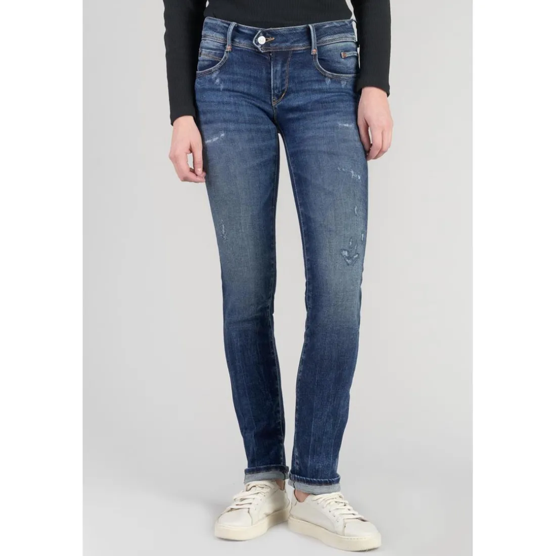 Jeans push-up regular, droit PULP, longueur 34 bleu en coton Opal