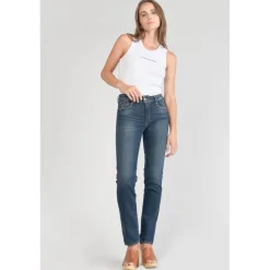 Jeans push-up regular, droit taille haute PULP, longueur 34 bleu en coton Rae