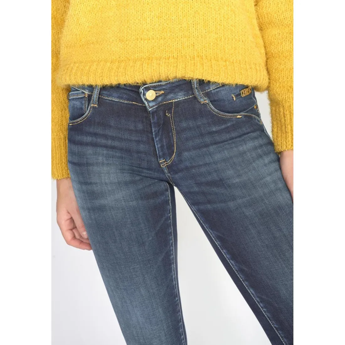 Jeans push-up slim PULP, longueur 33 bleu en coton Demi