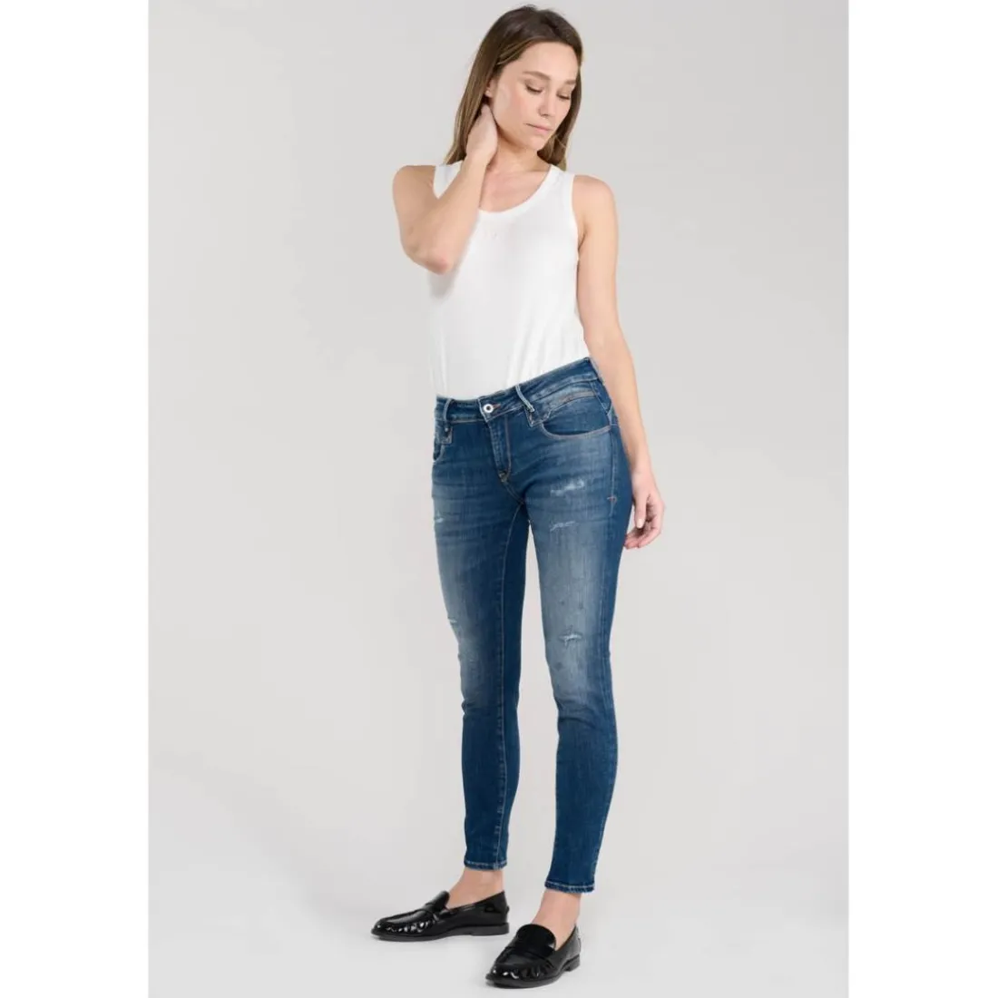 Jeans push-up slim PULP, 7/8ème bleu Maia en coton