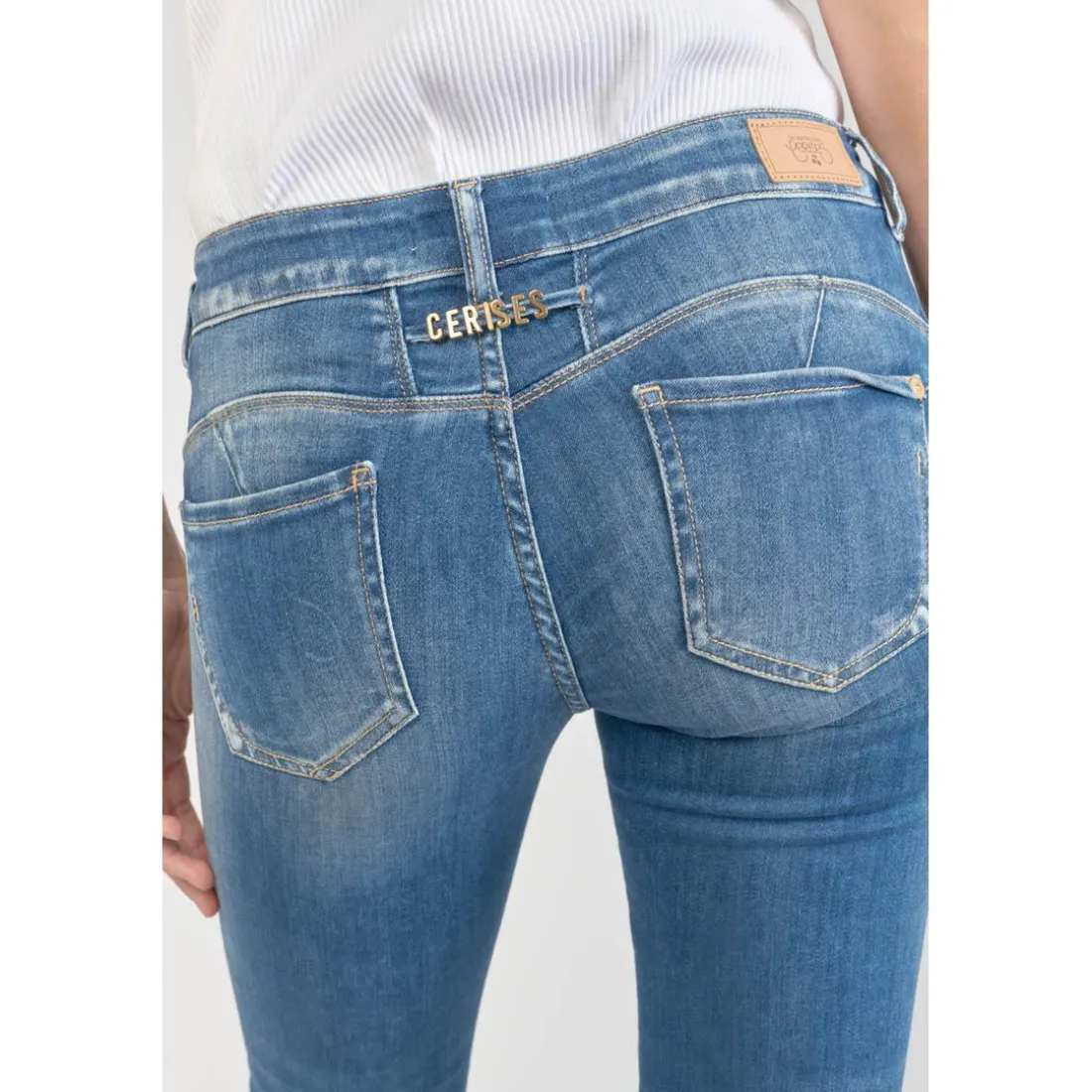 Jeans push-up slim PULP, 7/8ème bleu en coton Gaia
