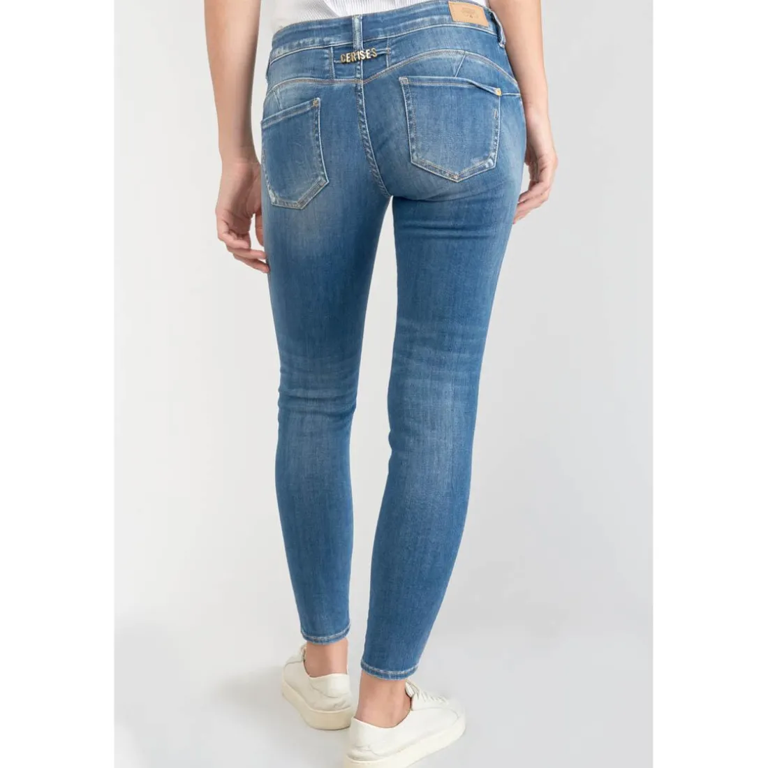 Jeans push-up slim PULP, 7/8ème bleu en coton Gaia