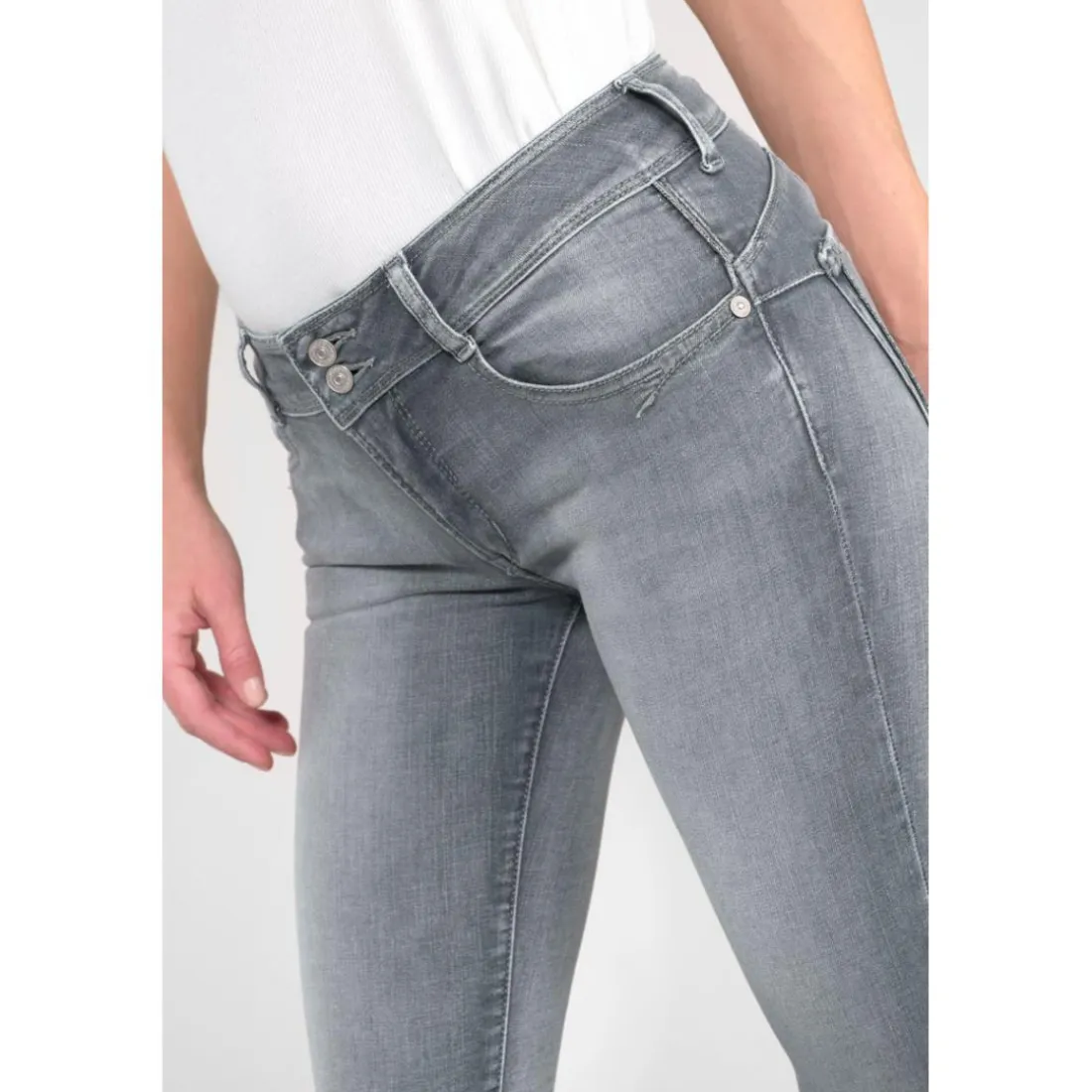 Jeans push-up slim PULP, 7/8ème gris Vox en coton