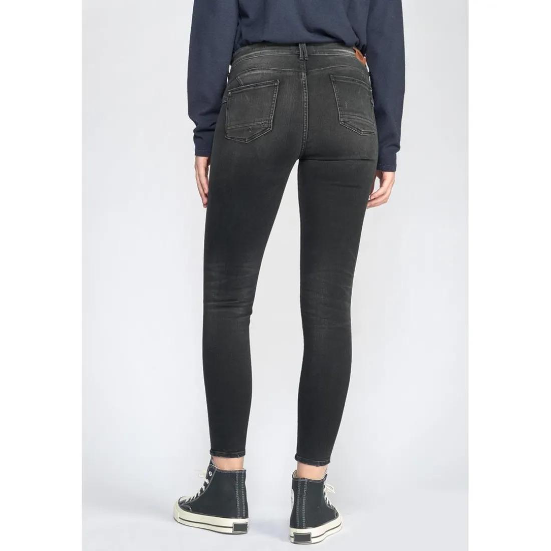 Jeans push-up slim PULP, 7/8ème noir en coton Luna
