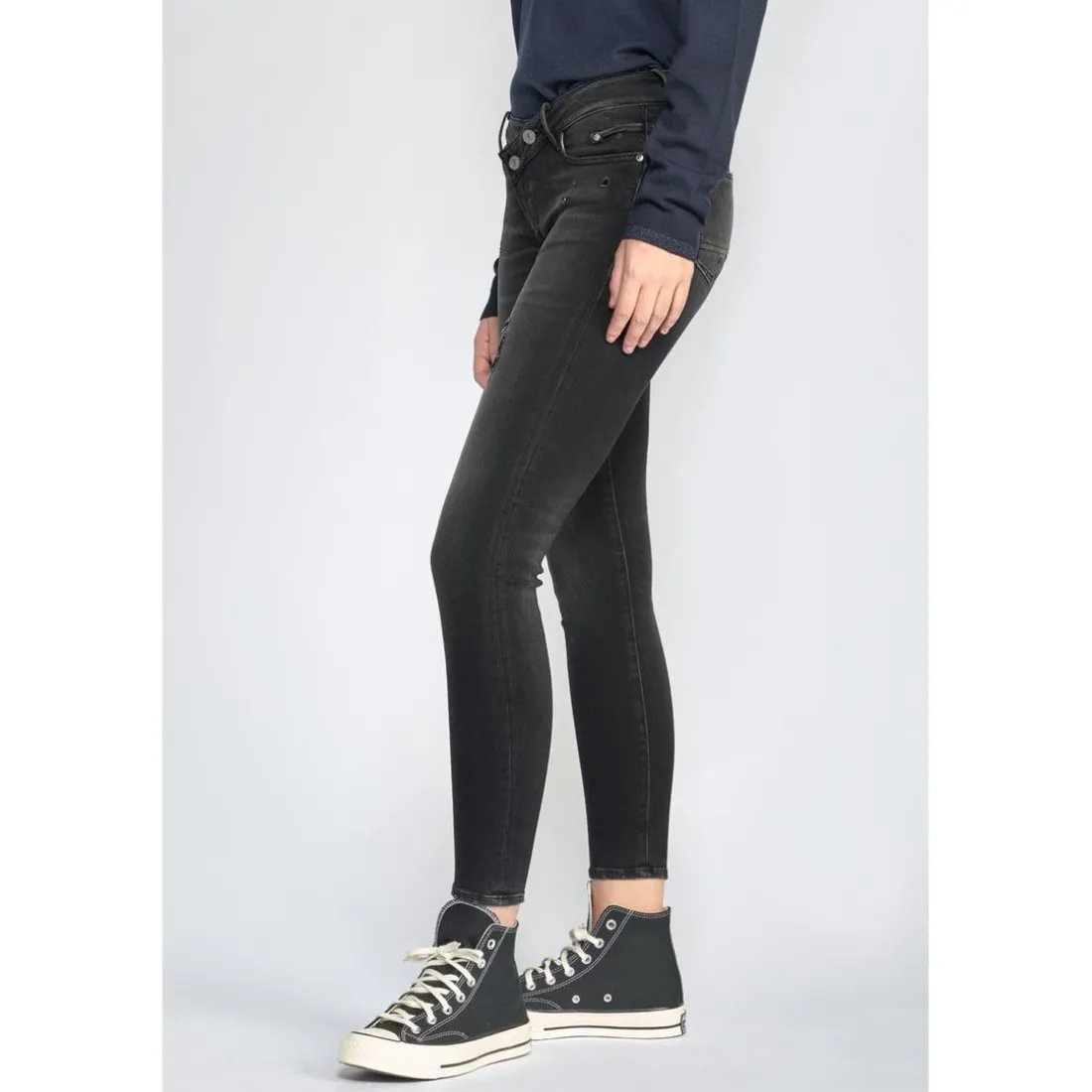 Jeans push-up slim PULP, 7/8ème noir en coton Luna