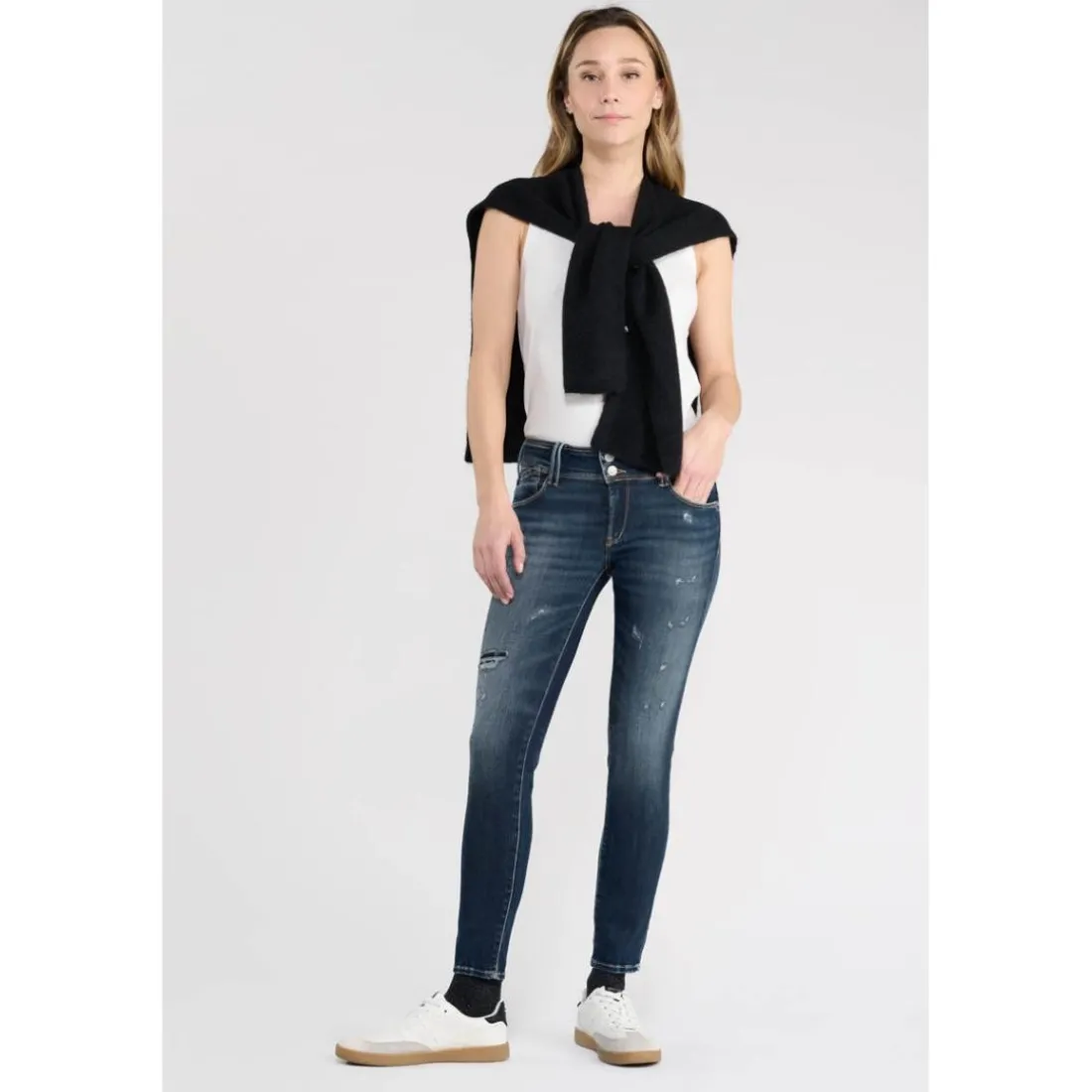 Jeans push-up slim PULP, 7/8ème bleu en coton Aria