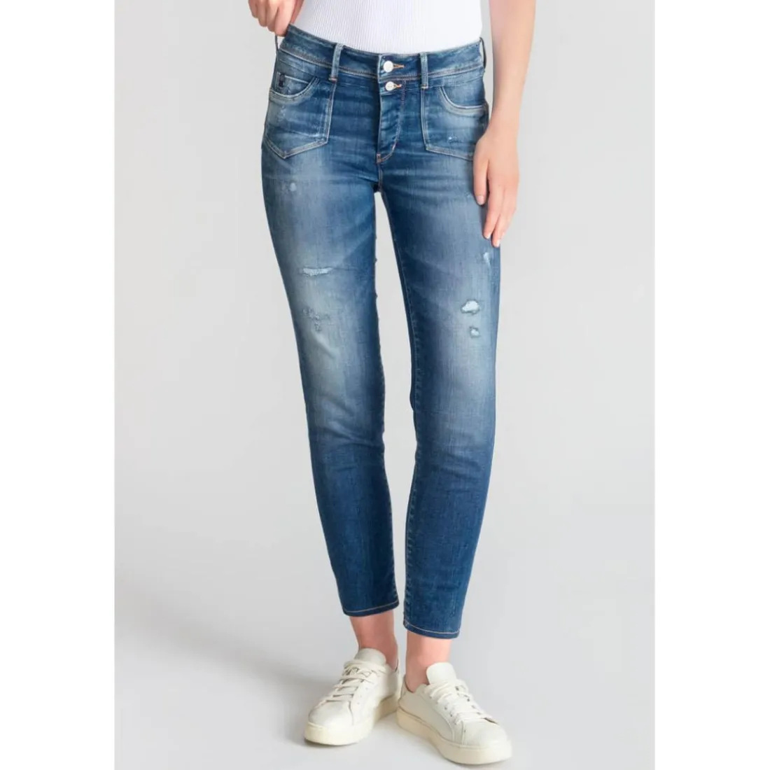 Jeans push-up slim taille haute PULP, 7/8ème bleu Agnes en coton