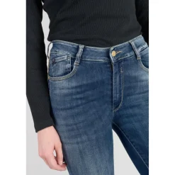 Jeans push-up slim taille haute PULP, longueur 34 bleu en coton Maya