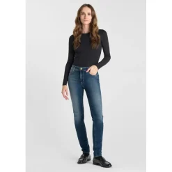 Jeans push-up slim taille haute PULP, longueur 34 bleu Noémie en coton Yara