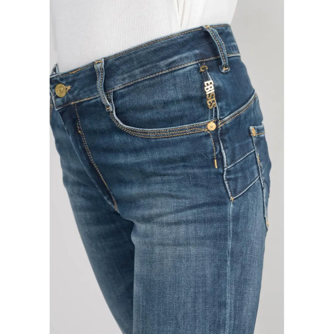 Jeans push-up slim taille haute PULP, longueur 34 bleu Yas en coton