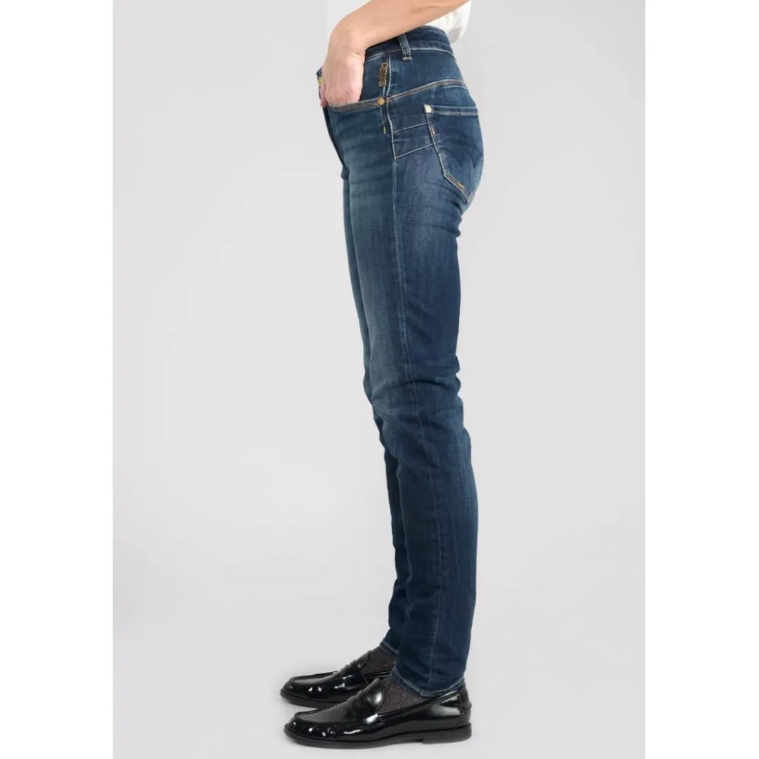 Jeans push-up slim taille haute PULP, longueur 34 bleu Yas en coton