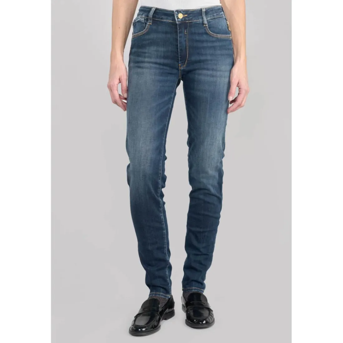 Jeans push-up slim taille haute PULP, longueur 34 bleu Yas en coton
