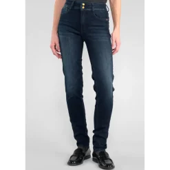 Jeans push-up slim taille haute PULP, longueur 34 bleu Tara en coton