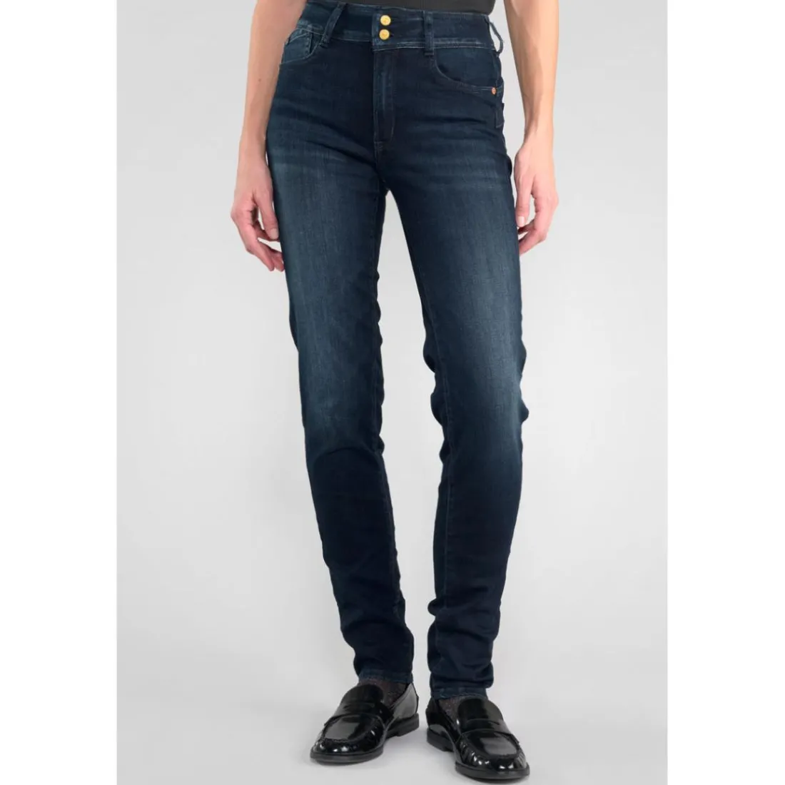 Jeans push-up slim taille haute PULP, longueur 34 bleu Tara en coton