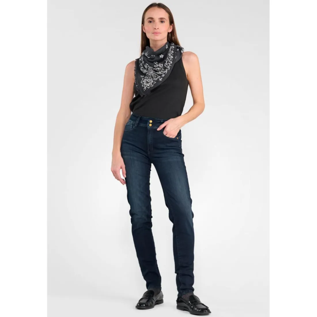 Jeans push-up slim taille haute PULP, longueur 34 bleu Tara en coton