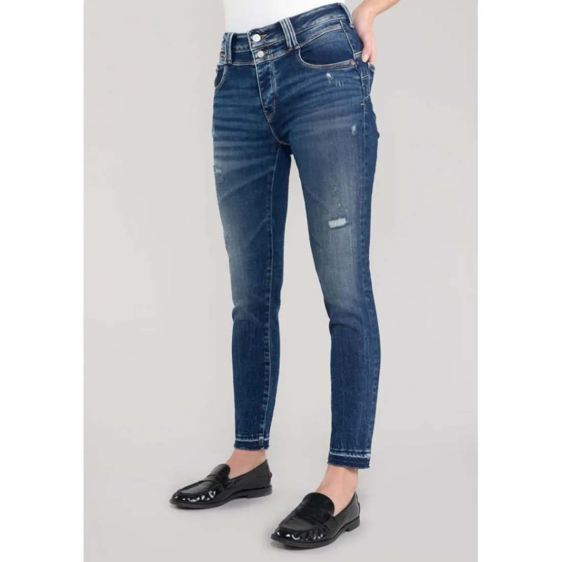 Jeans push-up slim taille haute PULP, 7/8ème bleu Lila en coton