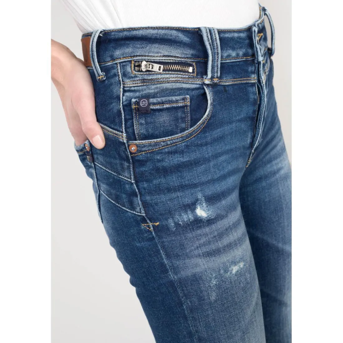 Jeans push-up slim taille haute PULP, 7/8ème bleu Lila en coton