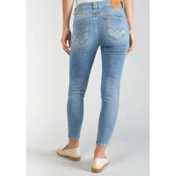 Jeans push-up slim taille haute PULP, 7/8ème bleu en coton Lana