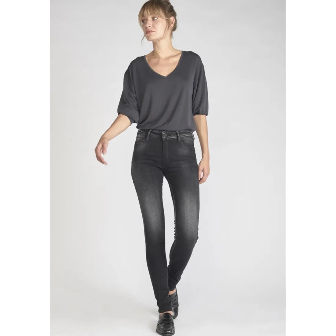 Jeans push-up slim taille haute PULP, longueur 34 noir Lina