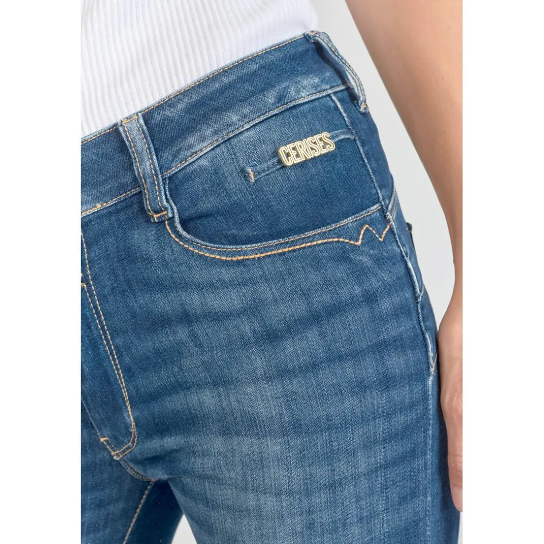 Jeans push-up slim taille haute PULP, 7/8ème bleu en coton Hattie