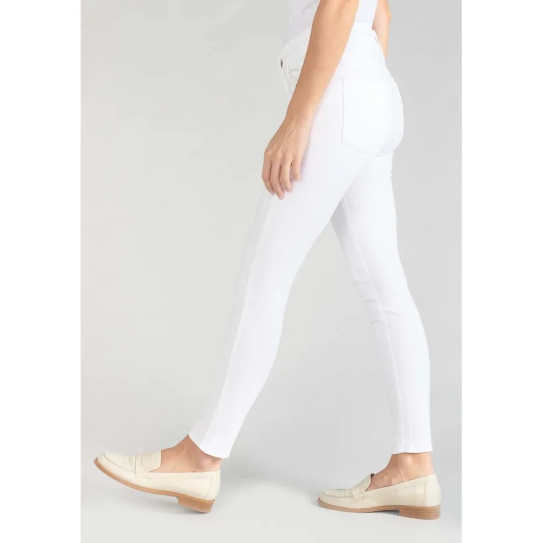 Jeans push-up slim taille haute PULP, 7/8ème blanc en coton