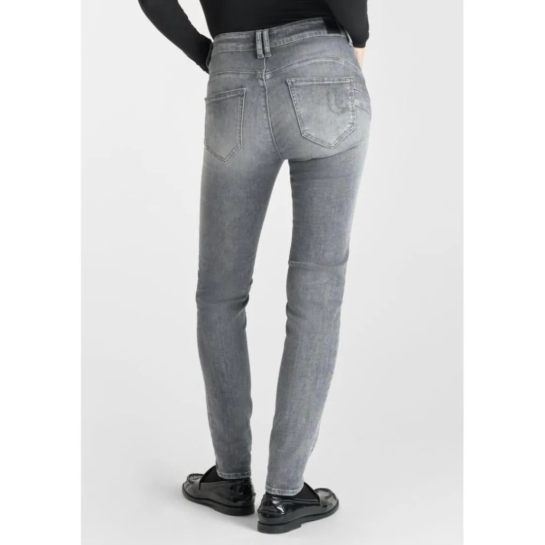 Jeans push-up slim taille haute PULP, longueur 34 gris Ivy en coton