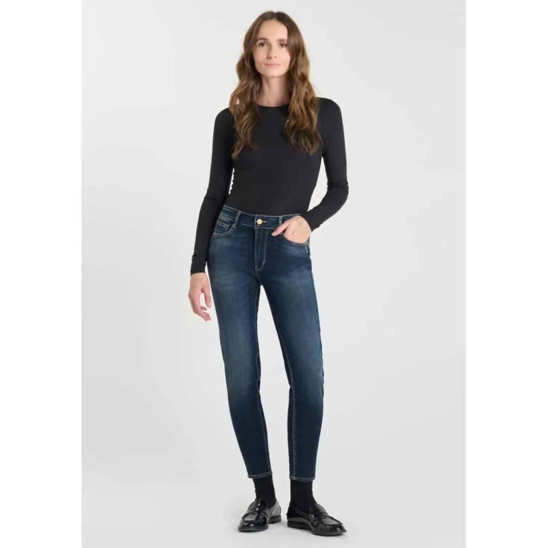 Jeans push-up slim taille haute PULP, 7/8ème bleu Gail