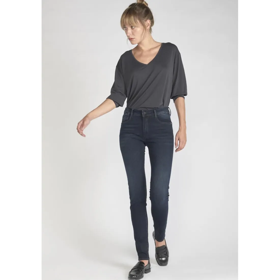 Jeans push-up slim taille haute PULP, longueur 34 bleu Meg