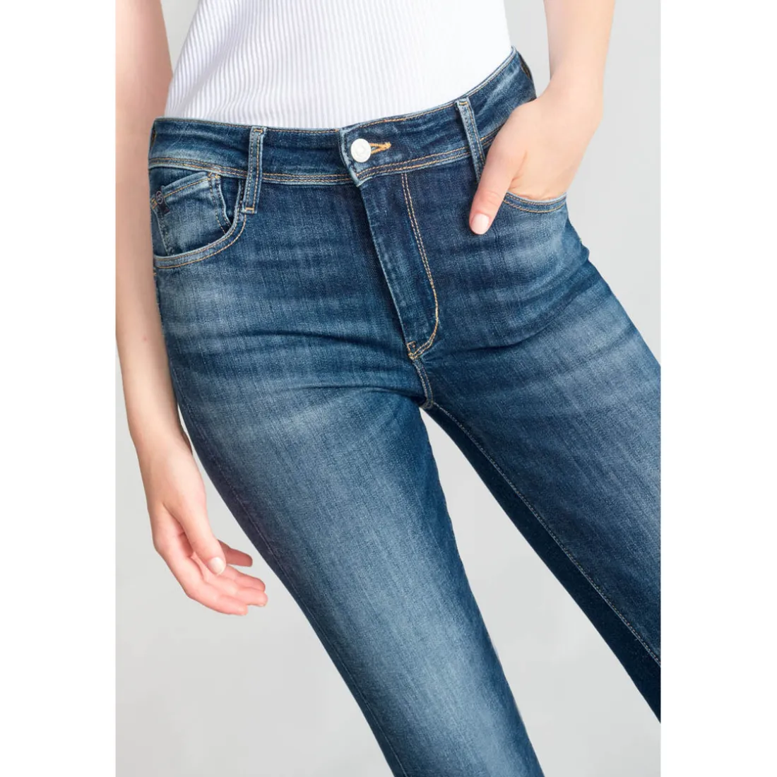 Jeans push-up slim taille haute PULP, longueur 34 bleu Nea