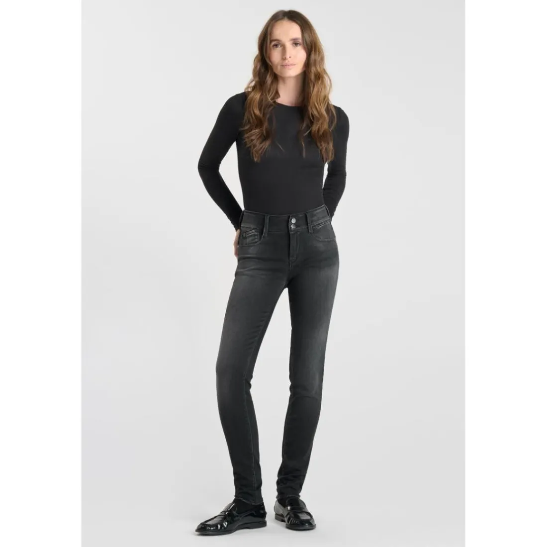 Jeans push-up slim ULTRA PULP, longueur 34 noir Lily en coton