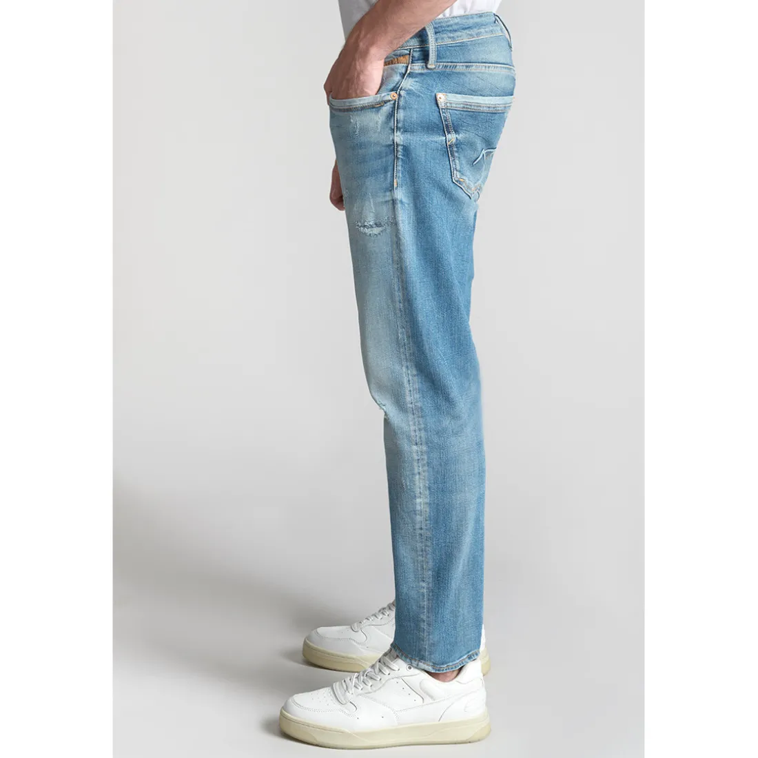 Jeans regular Camby, droit 700/17, longueur 34 bleu en coton