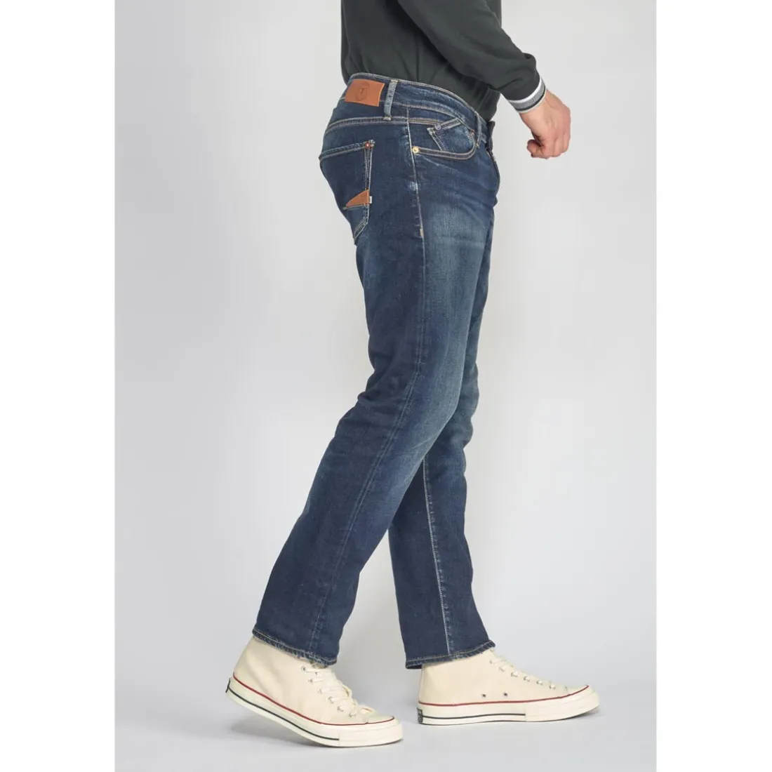 Jeans regular, droit 800/12, longueur 34 bleu en coton Oscar