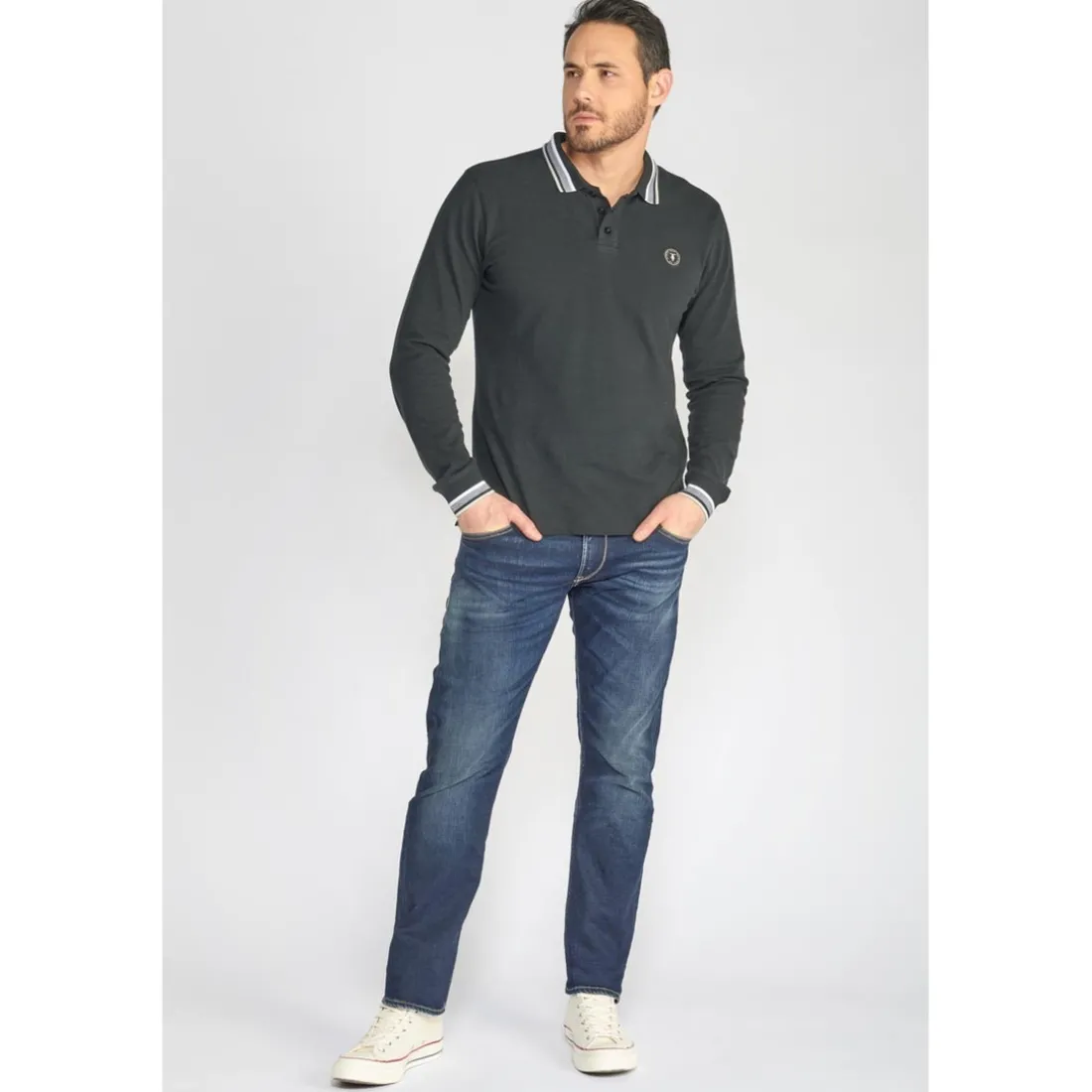 Jeans regular, droit 800/12, longueur 34 bleu en coton Oscar